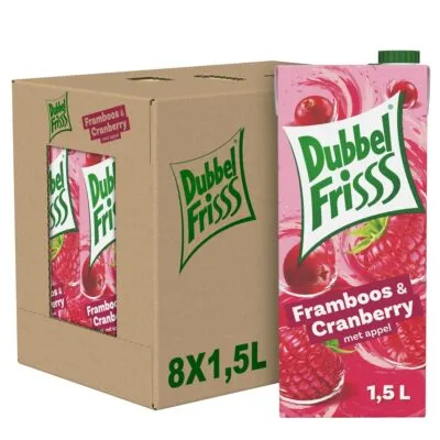 Dubbelfrisss Framboos & Cranberry Pak (8x 1,5 liter)