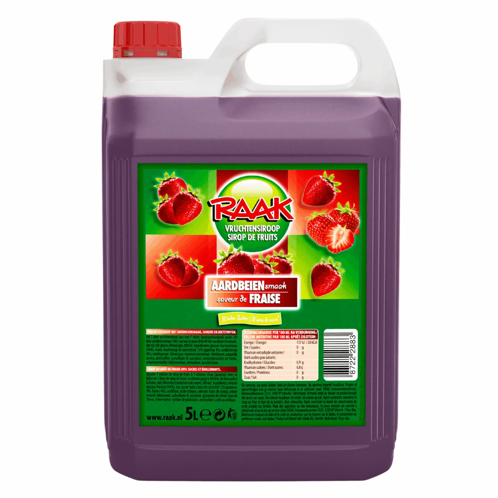 Raak Vruchtensiroop Aardbeien (5 liter)