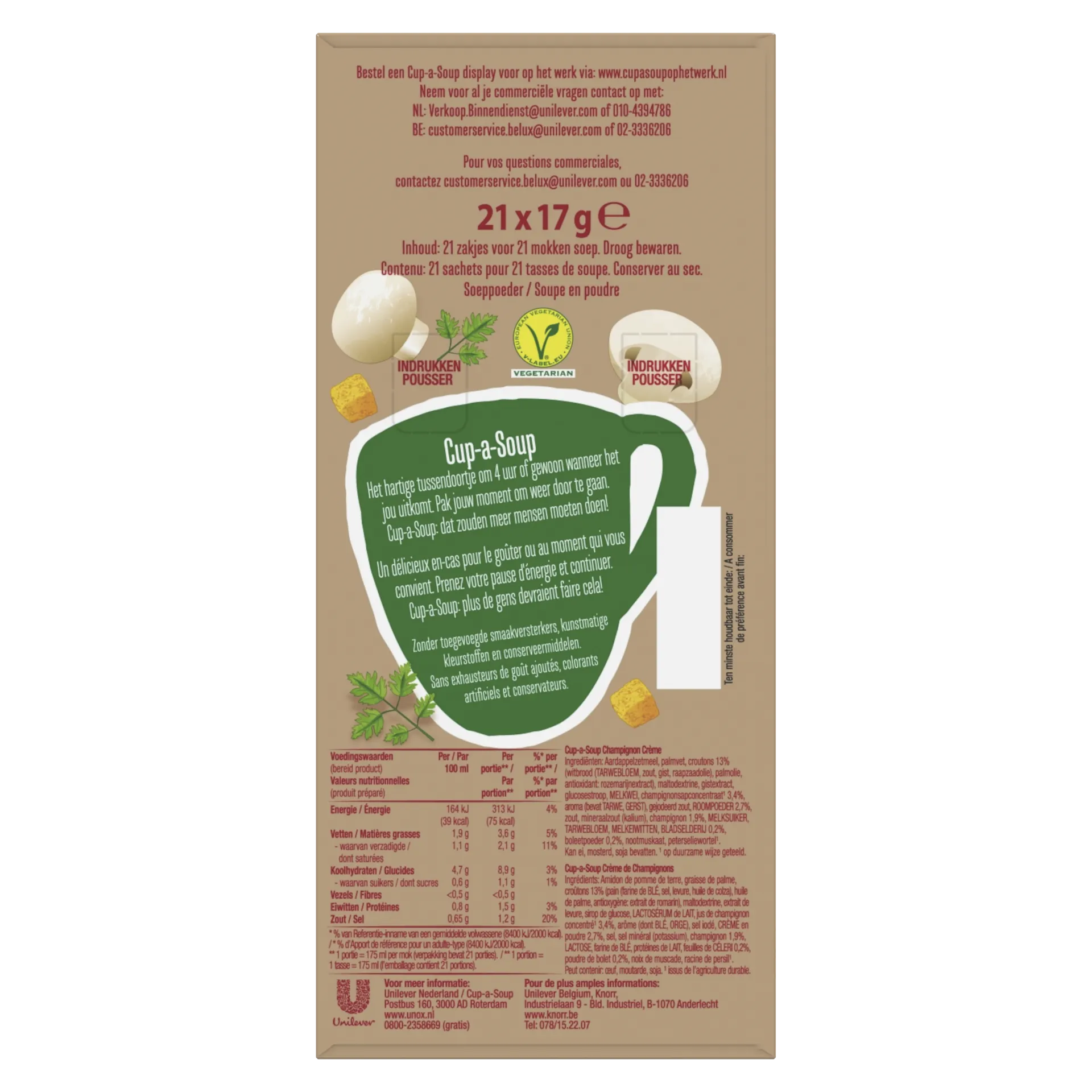 Unox Cup-a-Soup Champignon Crème (21x 175ml)
