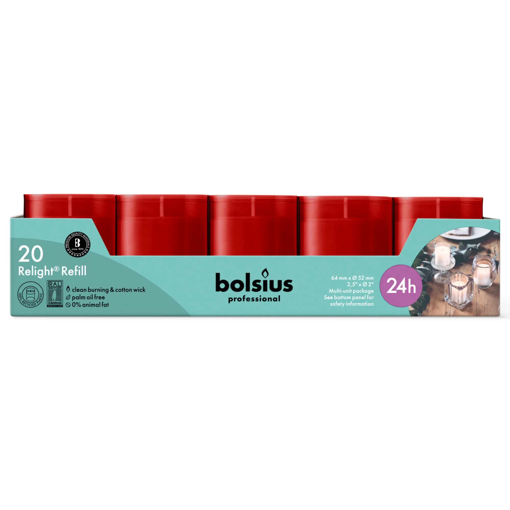 Bolsius Relight Navulling Rood (20 stuks) - Afbeelding 3