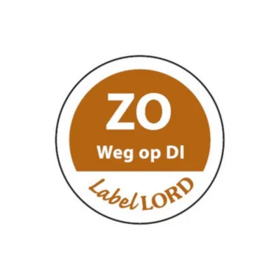 zondag dinsdag etiket sticker voorkant