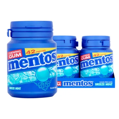 Mentos Kauwgom Breeze Mint Bottle (6x 42 stuks)