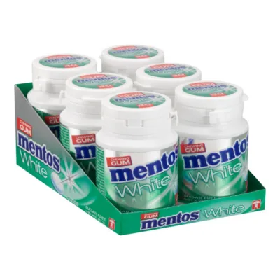 Mentos Kauwgom White Green Mint Bottle (6x 40 stuks)
