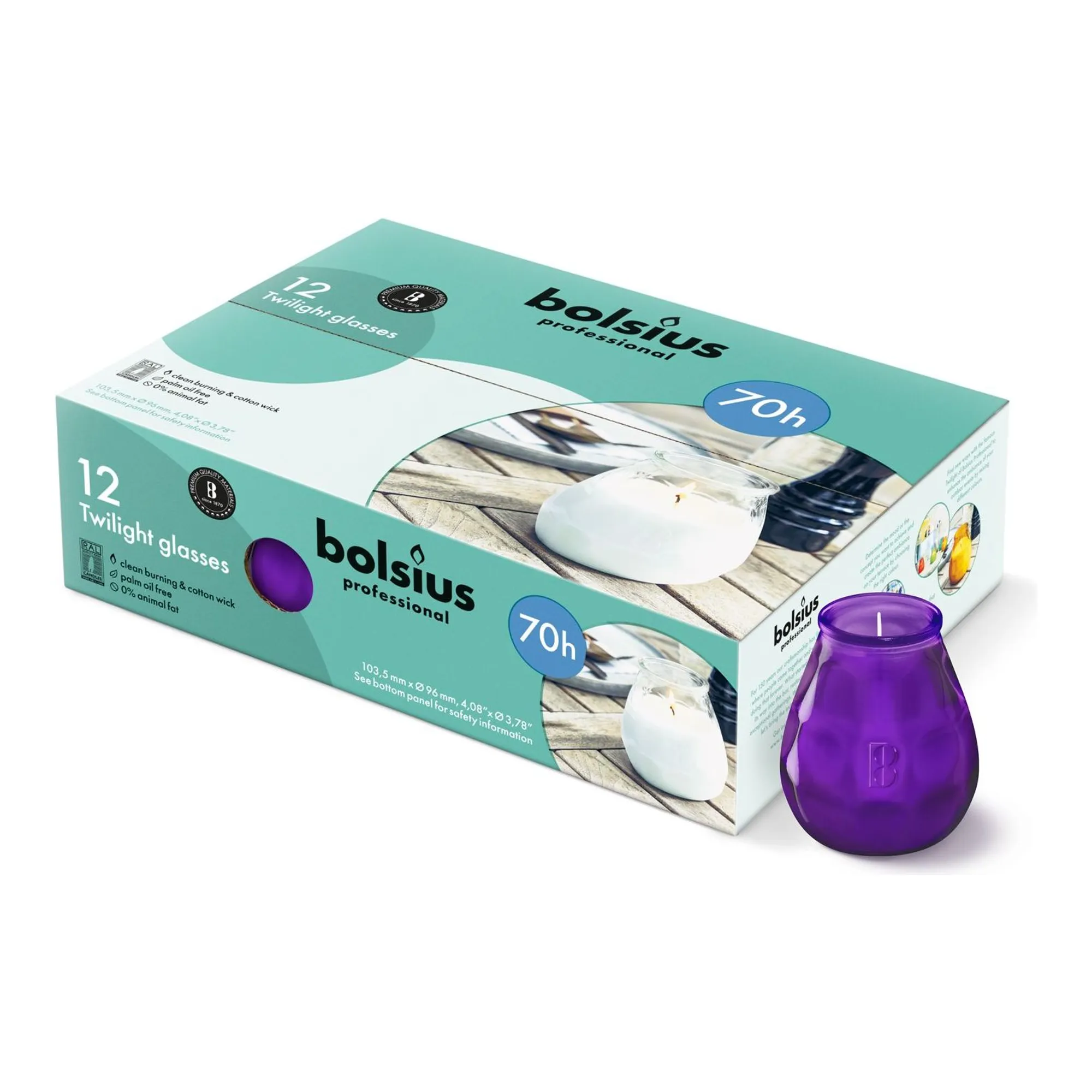 Bolsius Twilight Paars Ø99x104 mm 70 uur (12 stuks)