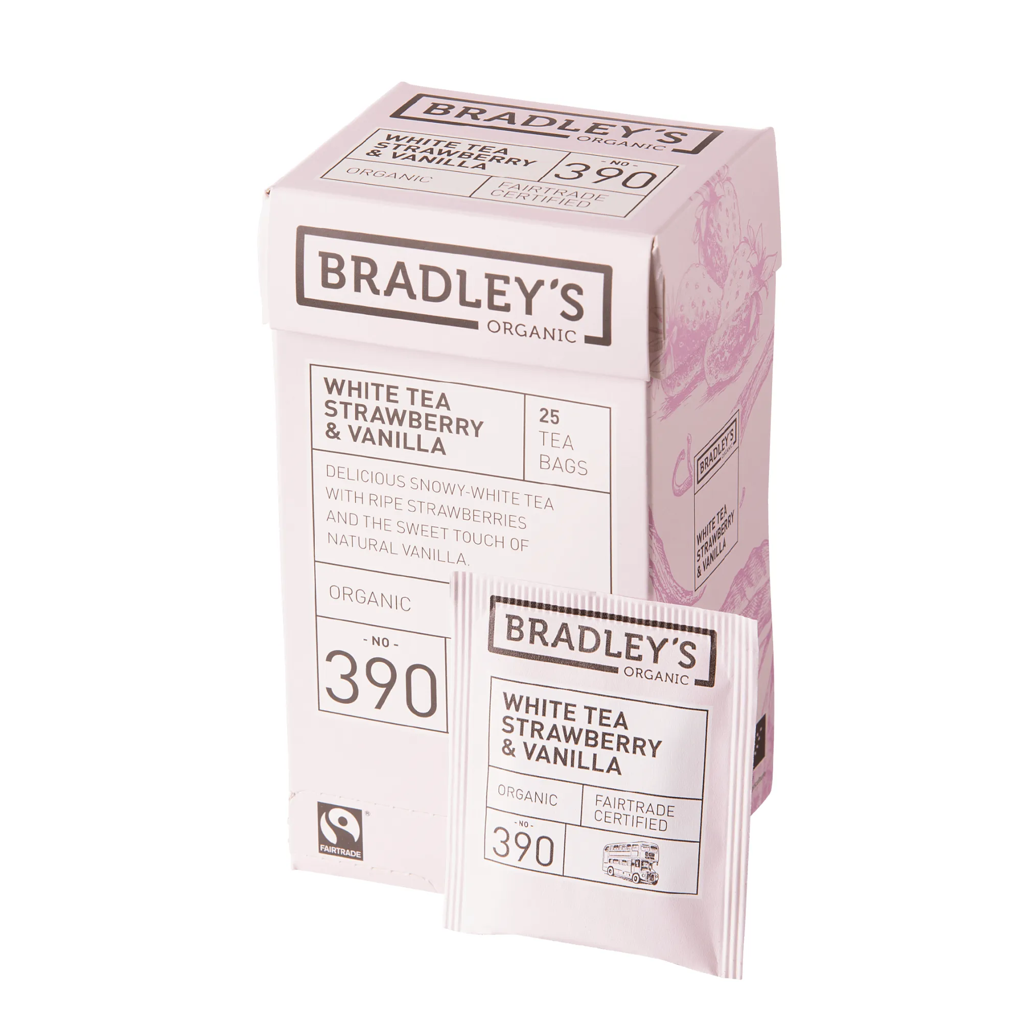 Bradley’s Organic White Tea Strawberry & Vanilla N.390 (4×25 stuks)