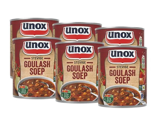 6 blikken Unox goulashsoep