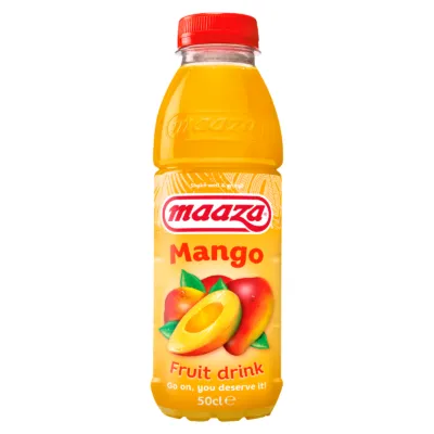 Flesje Maaza mango geel voorkant