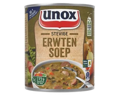 voorkant Unox erwtensoep blik