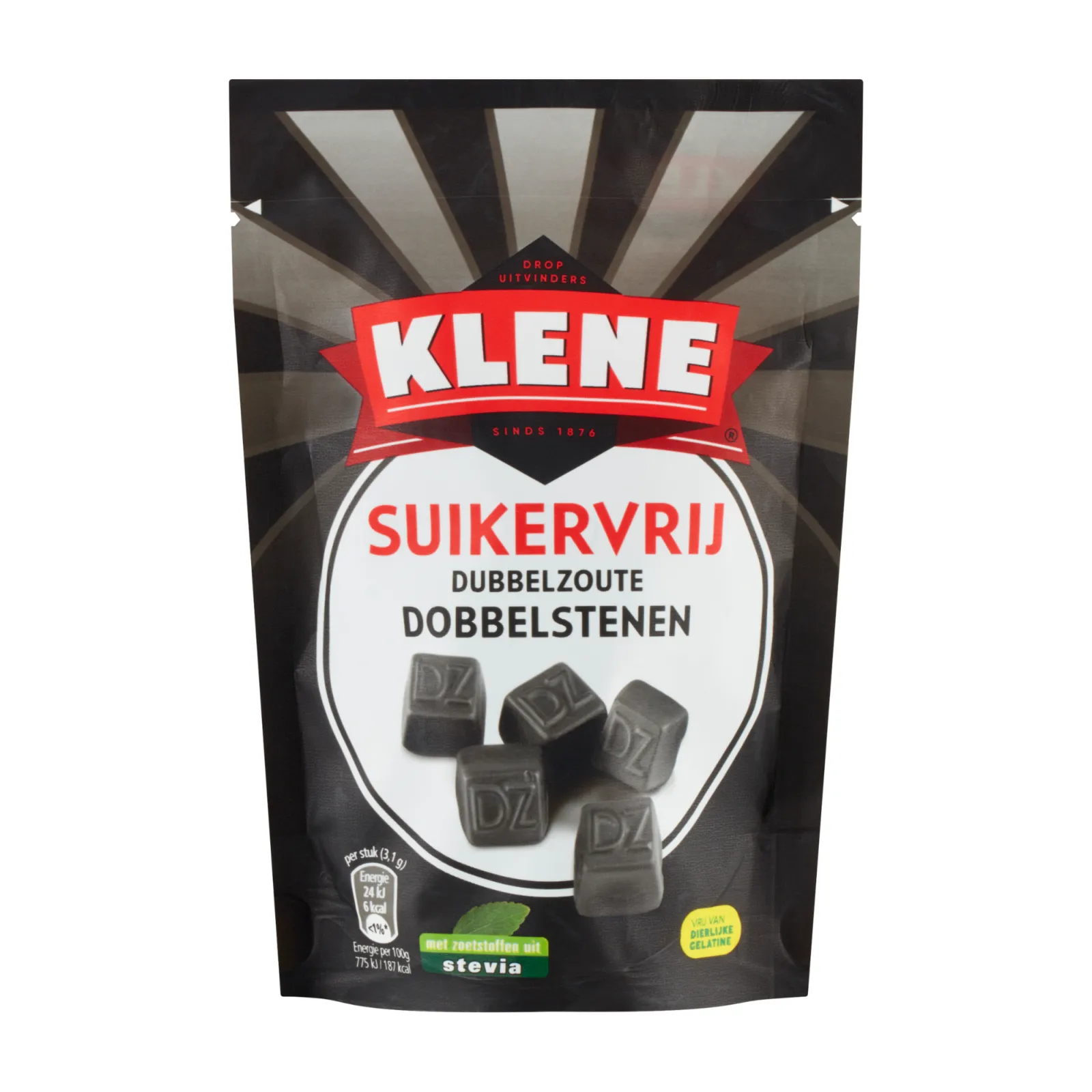 Klene Suikervrij Dubbelzoute Dobbelstenen Zakje (12x 110gr)