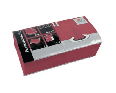 Servet bordeaux rood cellulose 2 laags 33 cm 1/4 vouw fasana (250 stuks)