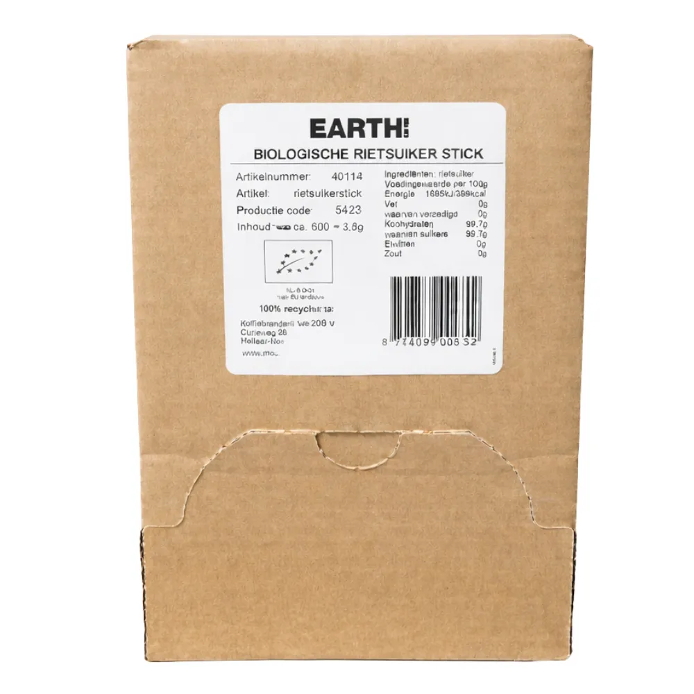 Earth BIO rietsuikersticks (600 stuks)