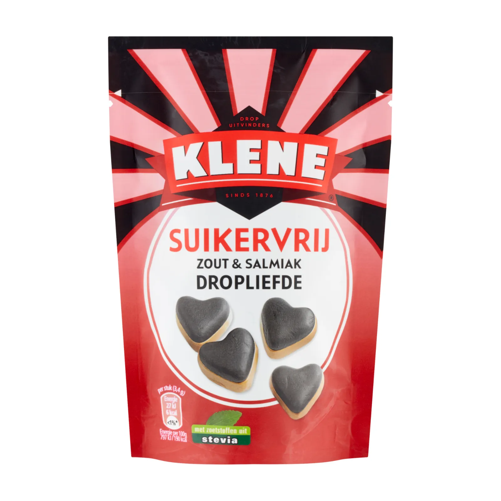 Klene Suikervrij Zout & Salmiak Dropliefde zakje (12x 90gr)