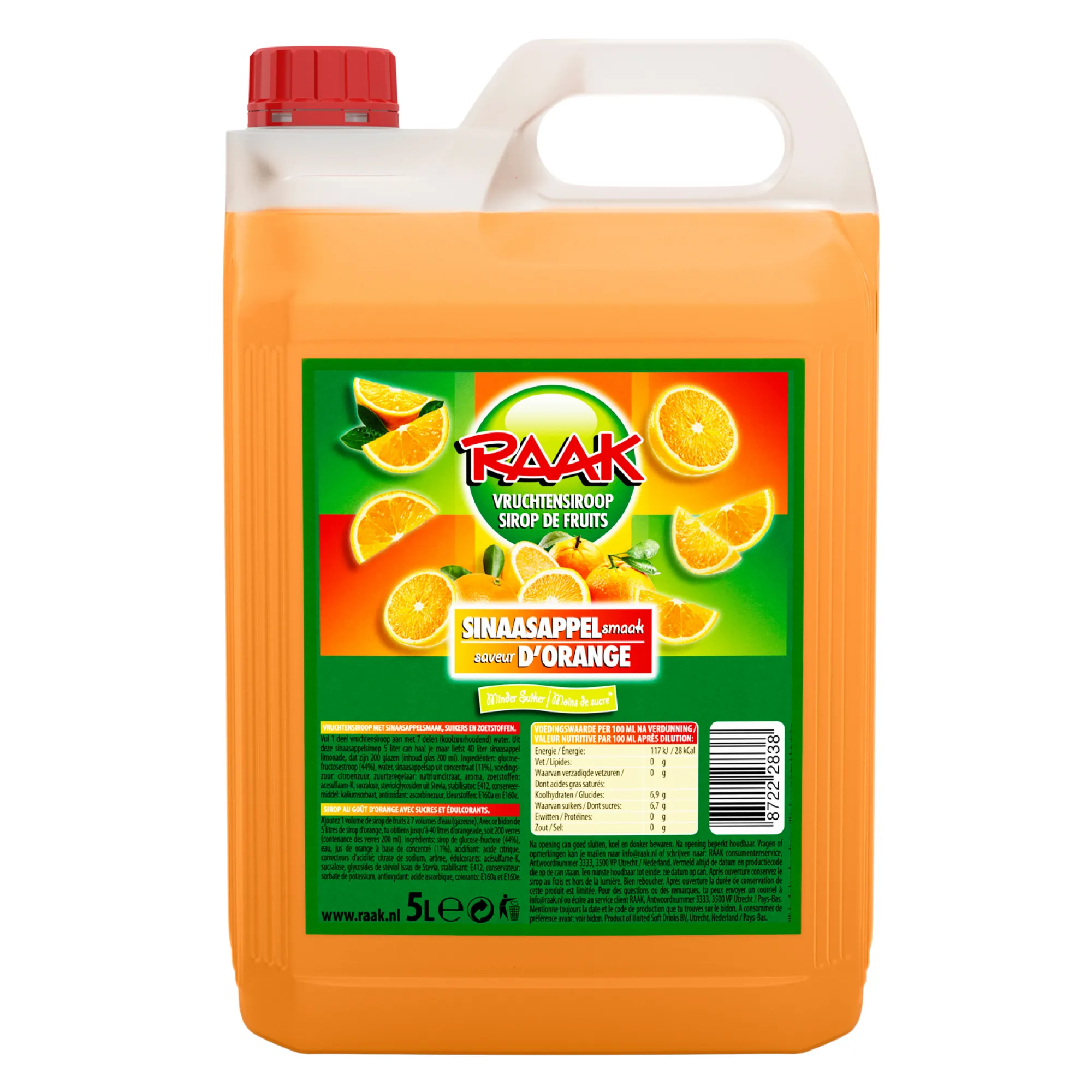 Raak Vruchtensiroop Sinaasappel (5 liter)