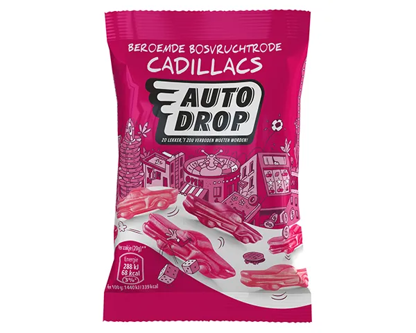 Autodrop Bosvruchtrode Cadillacs zakje (16x 20gr)