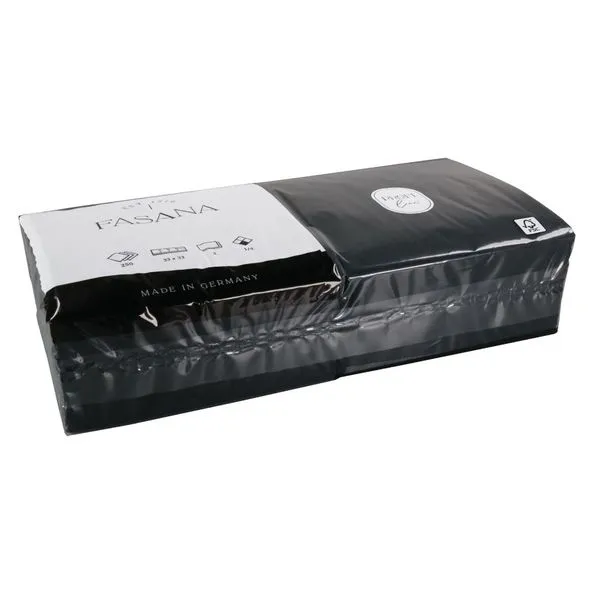 Servet zwart 2 laags 33 cm 1/4 vouw (50 stuks)