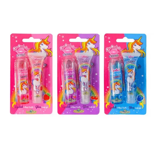 Unicorn lipstick & gloss sett (18x 25gr)