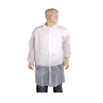Non Woven Bezoekersjas Met Drukknopen XL wit (50 stuks)