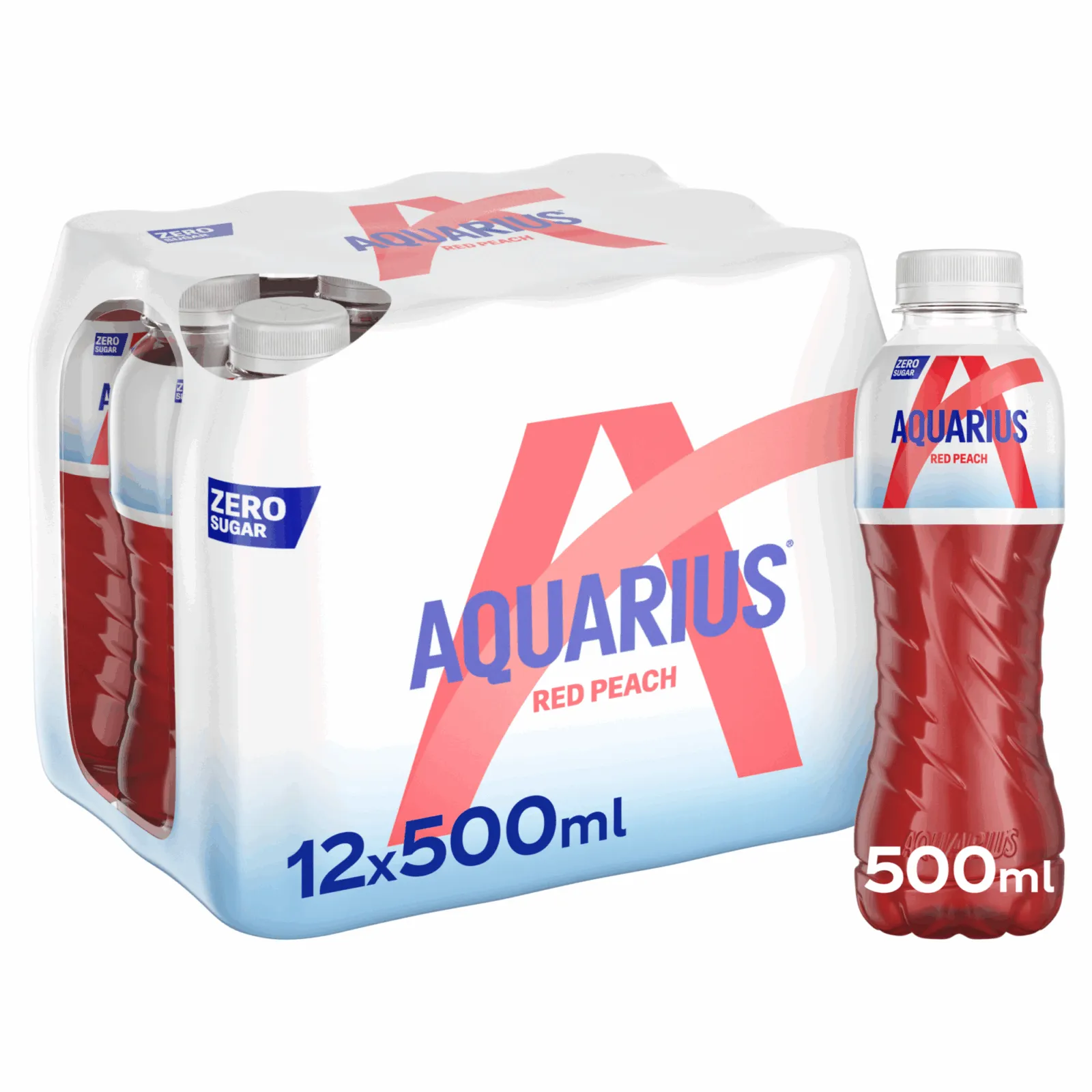 Aquarius Red Peach Zero Sugar PET (12x 500ml) tray