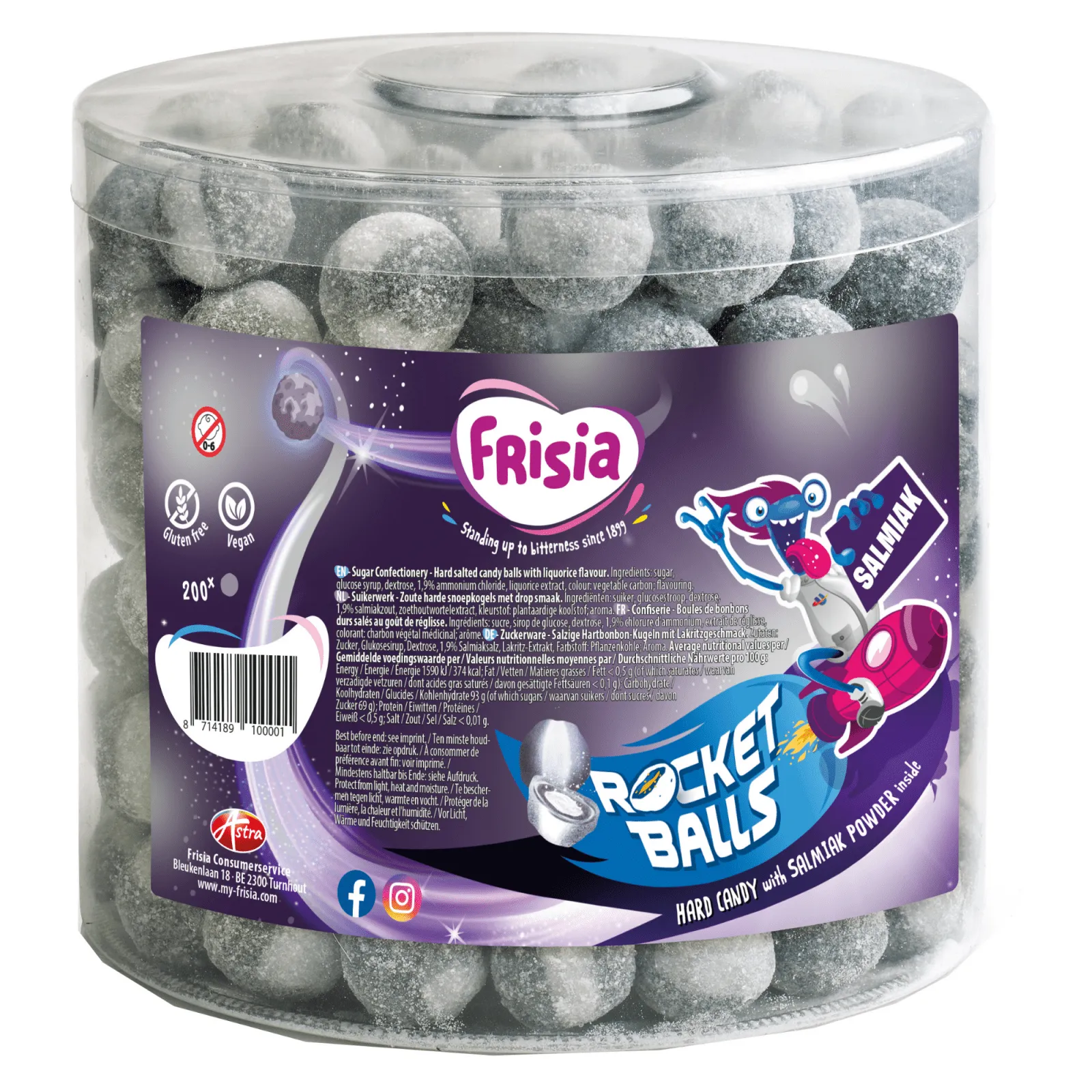 Frisia Rocket Balls Salmiak Kogels (200 stuks)