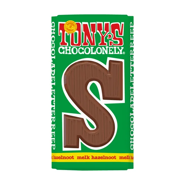 Tony’s Chocolonely letter S melk hazelnoot 180 gr