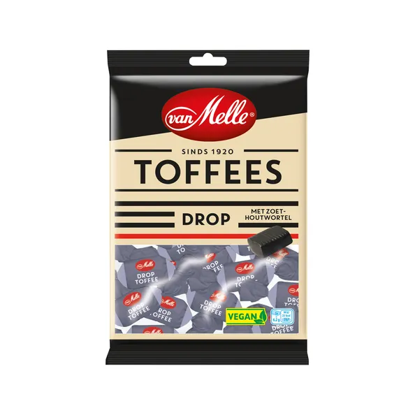 Van Melle Toffees Drop Vegan Zak (12x225gr)