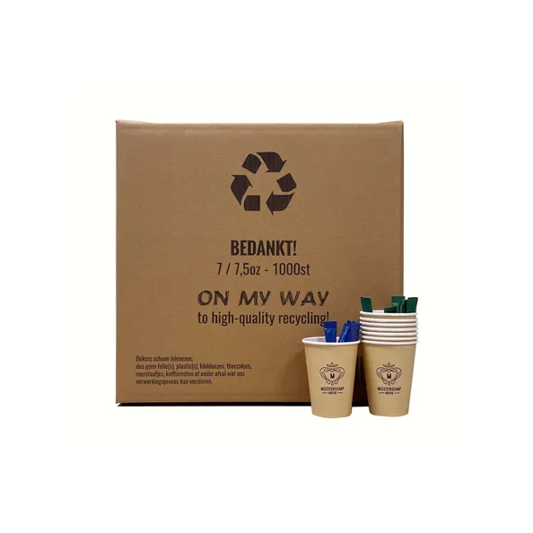 Recycle Doos Voor 1.000 Koffiebekers 150-180cc Inclusief Rasters En Zak Per 10 Dozen
