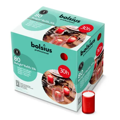 Bolsius Relight Navulling Rood 30 uur (80 stuks)