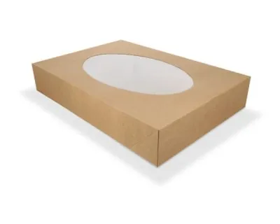 Cateringdoos Bio Kraft met Venster 46x32x8cm (10 stuks)