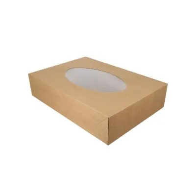 Cateringdoos bio kraft met venster 36x25x8cm