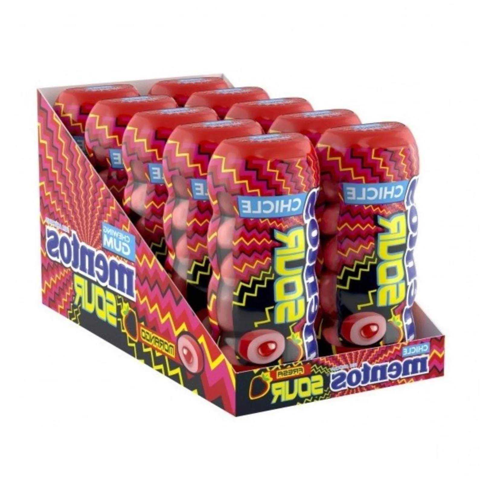 Mentos Kauwgom Sour Strawberry Pot (10x 28 stuks)