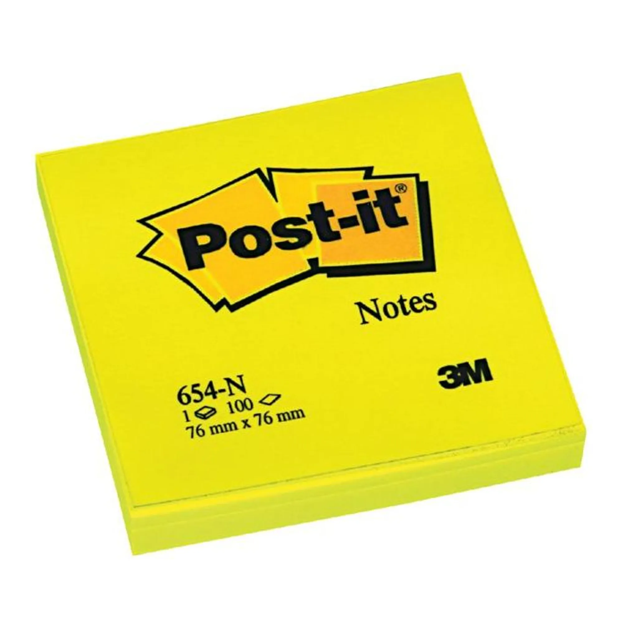 Post-it Notes Ft 76 x 76 mm, Neongeel (100 vel)