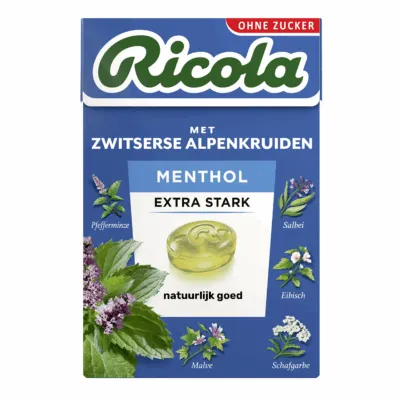 Ricola Menthol Extra Strong sv Doosje (20x 50gr)