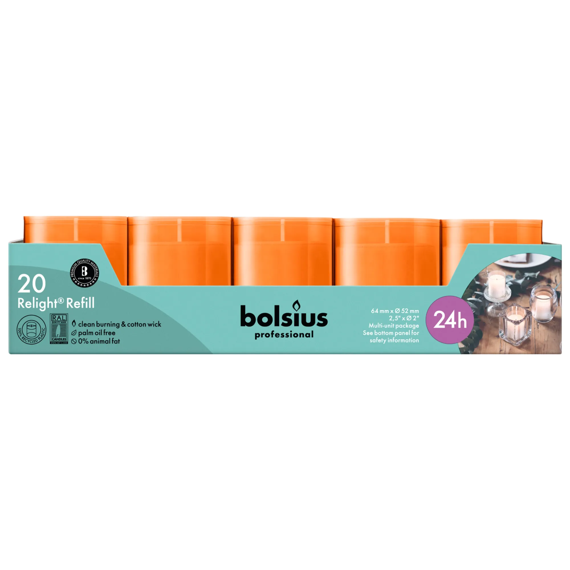 Bolsius Professional Relight Refill Oranje (20 stuks)