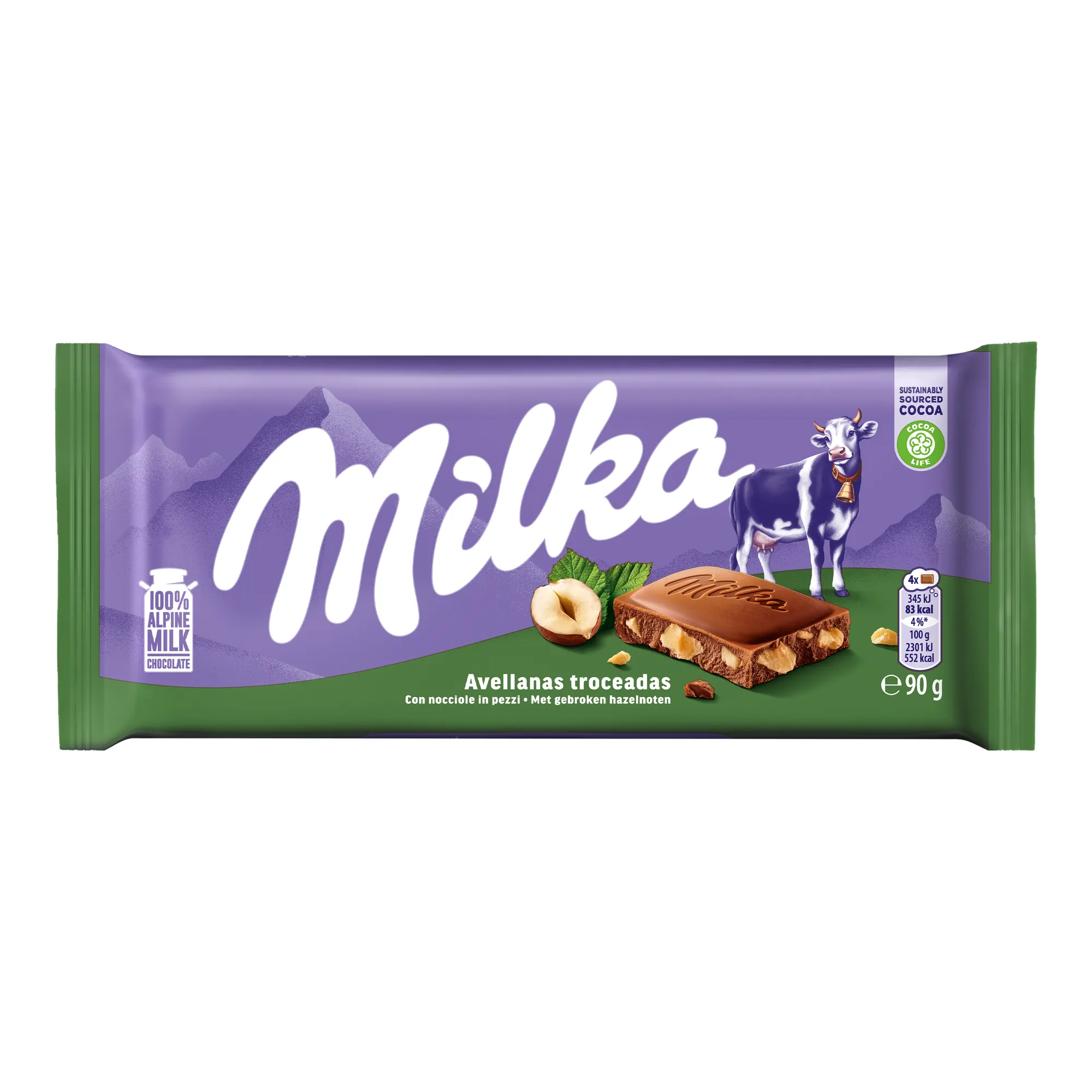 Milka Gebroken Noot Flowpack (24x 90gr)