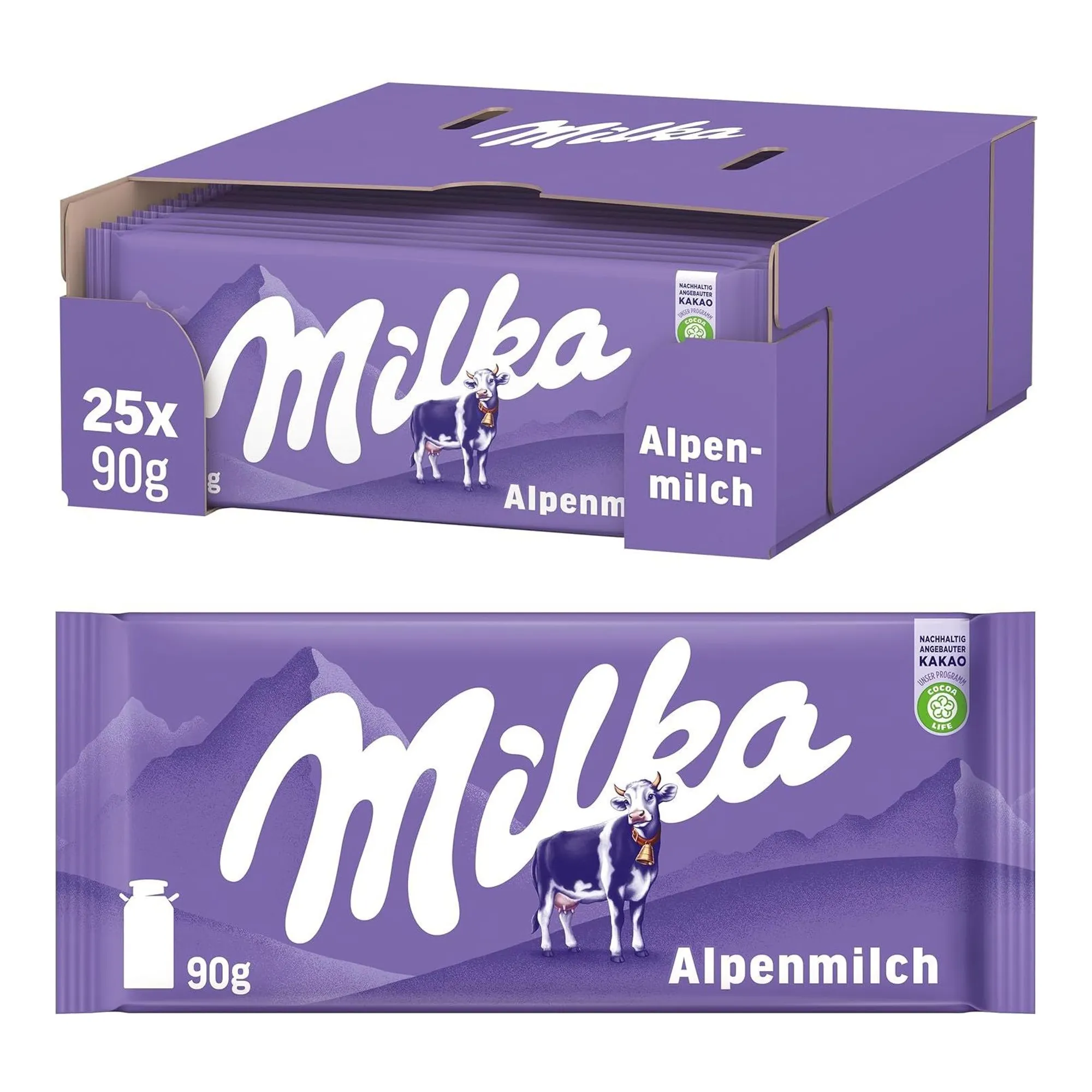 Milka Alpenmelk Flowpack (25x 90gr)