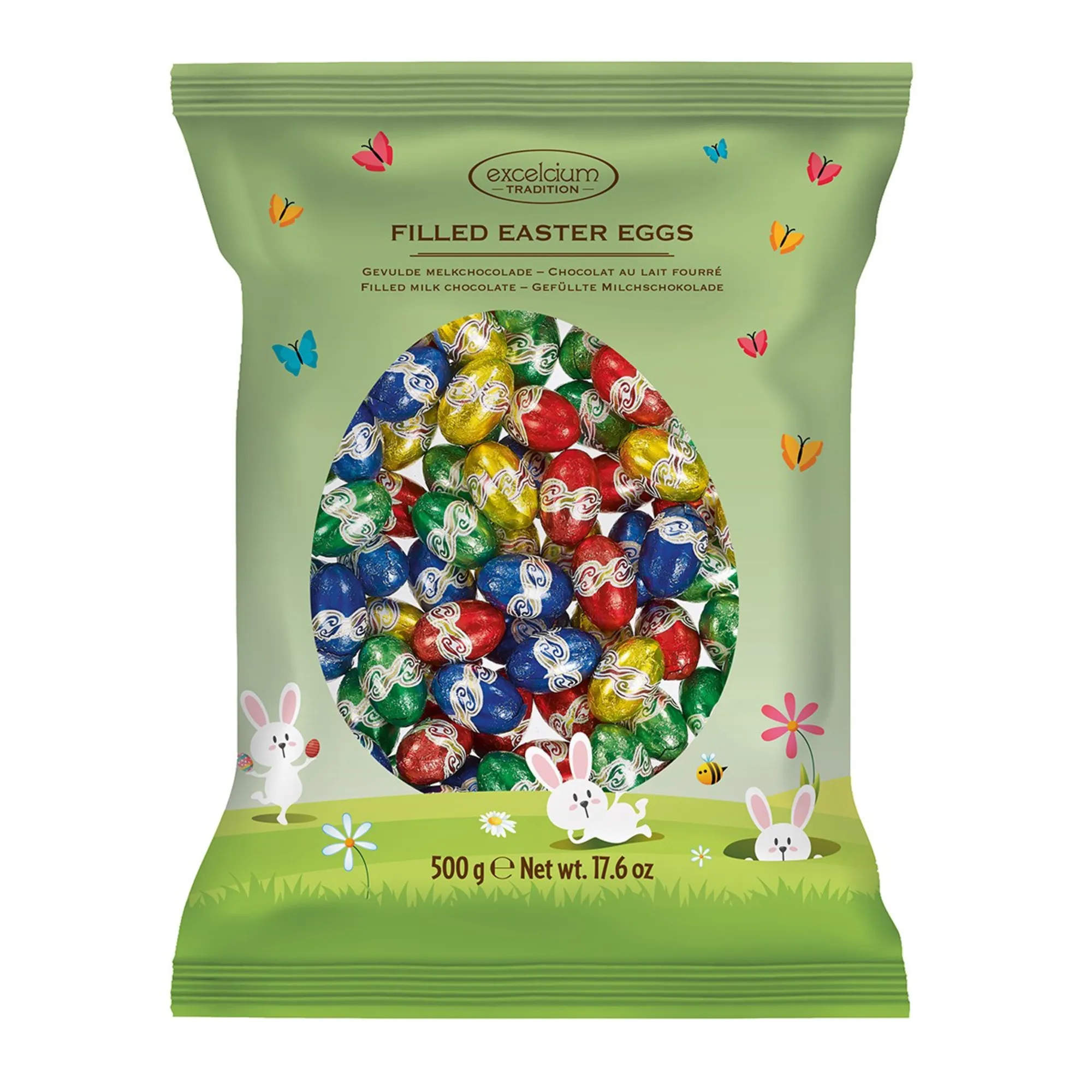 Excelcium Paaseitjes Gevuld Melk + Melk Hazelnootvulling (500gr)