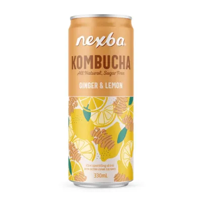 Nexba Kombucha Ginger & Lemon blik (12x 33cl)