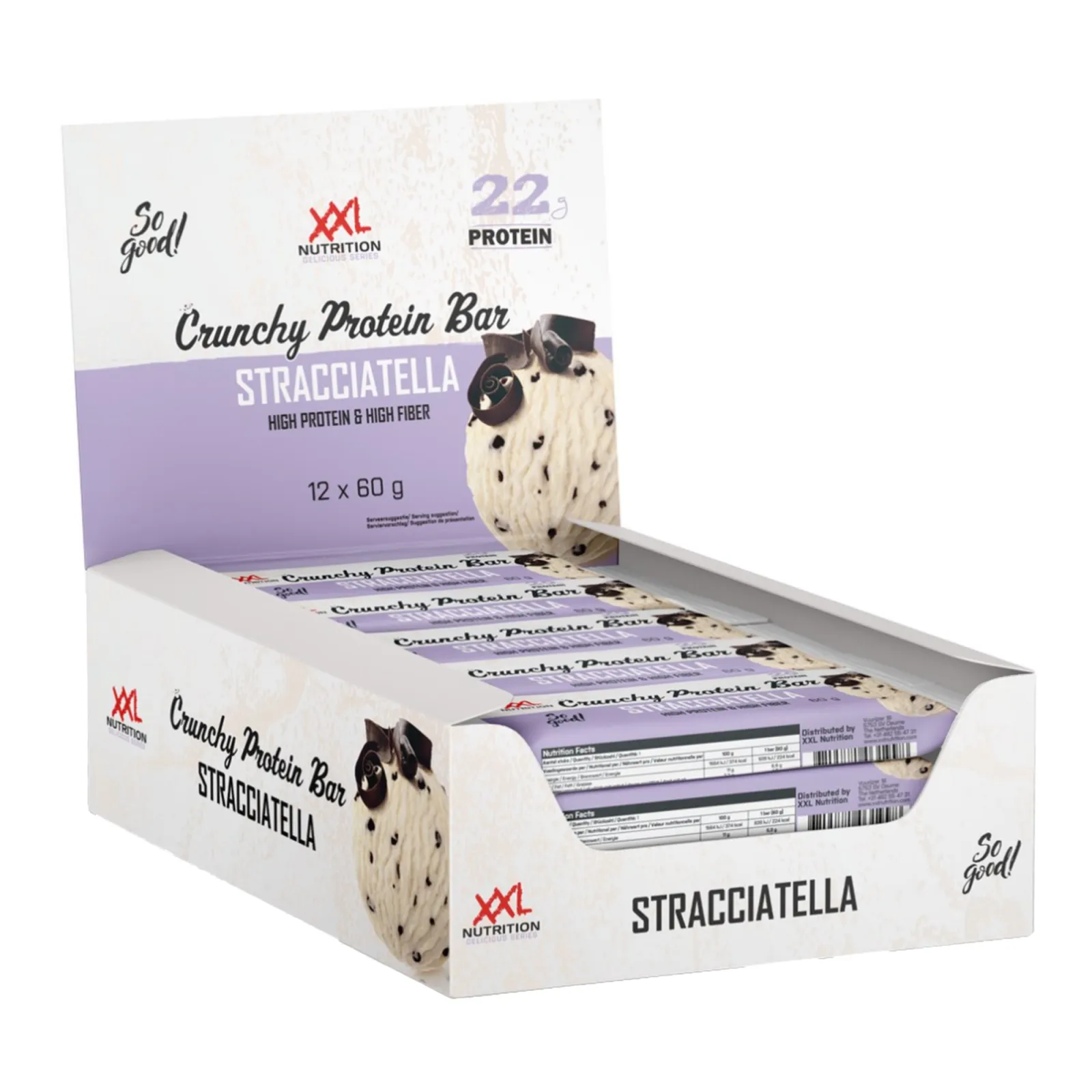 XXL Nutrition Crunchy Protein Bar Stracciatella (12x 60g) - Afbeelding 2