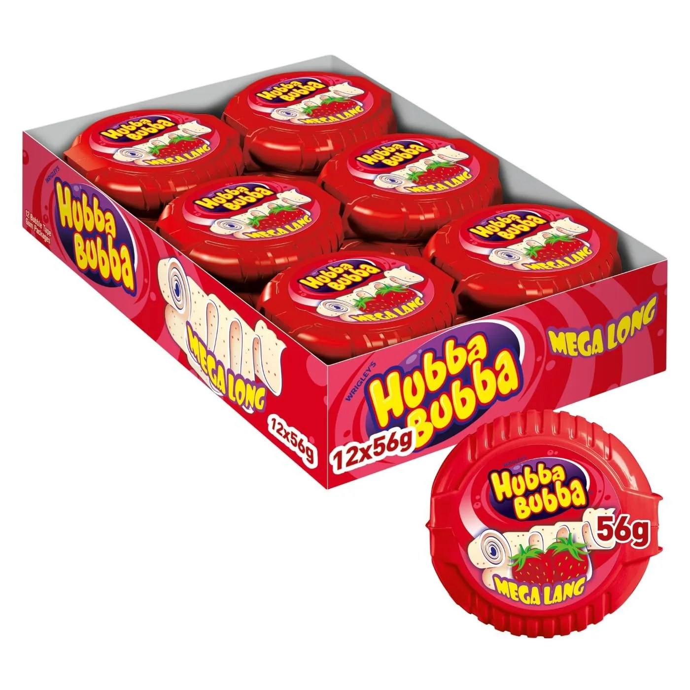 Hubba Bubba Tape Strawberry (12x 56g) - Afbeelding 2