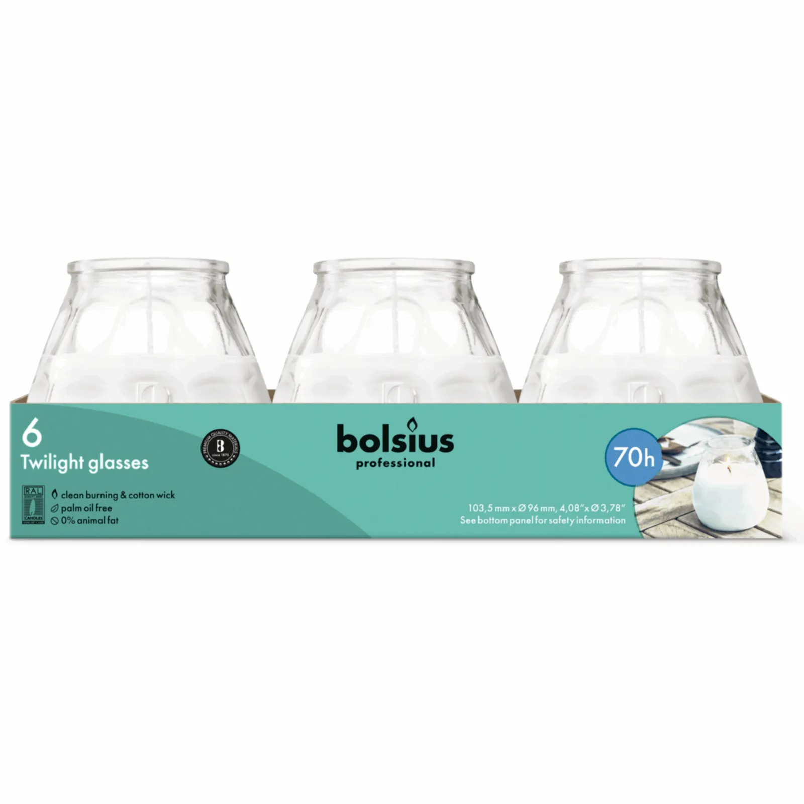 Bolsius Professional Twilight Transparant Ø99x104 mm 70 uur (6 stuks) - Afbeelding 2