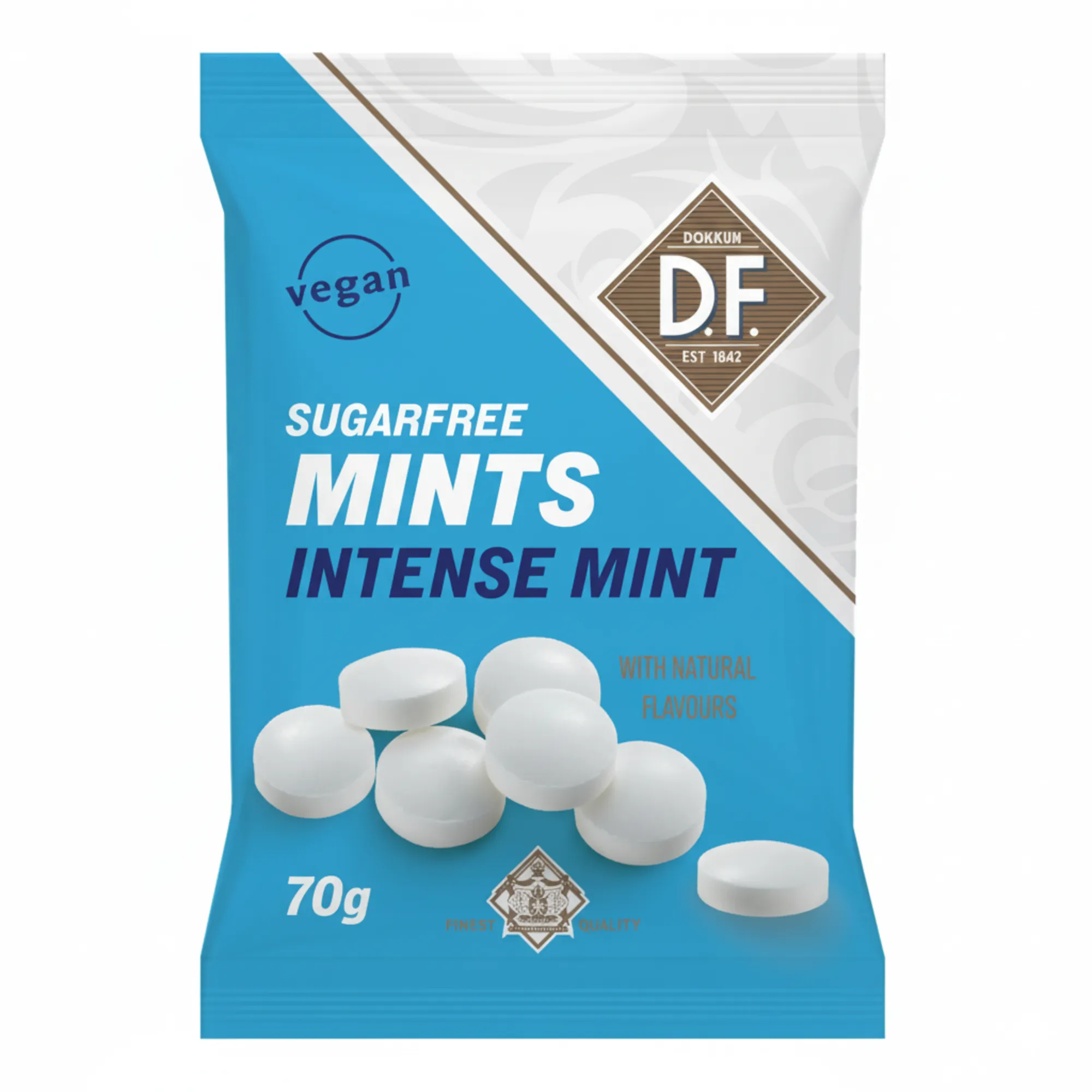 D.F. Sugarfree Mints Intens Mint zakje (12x 70g)