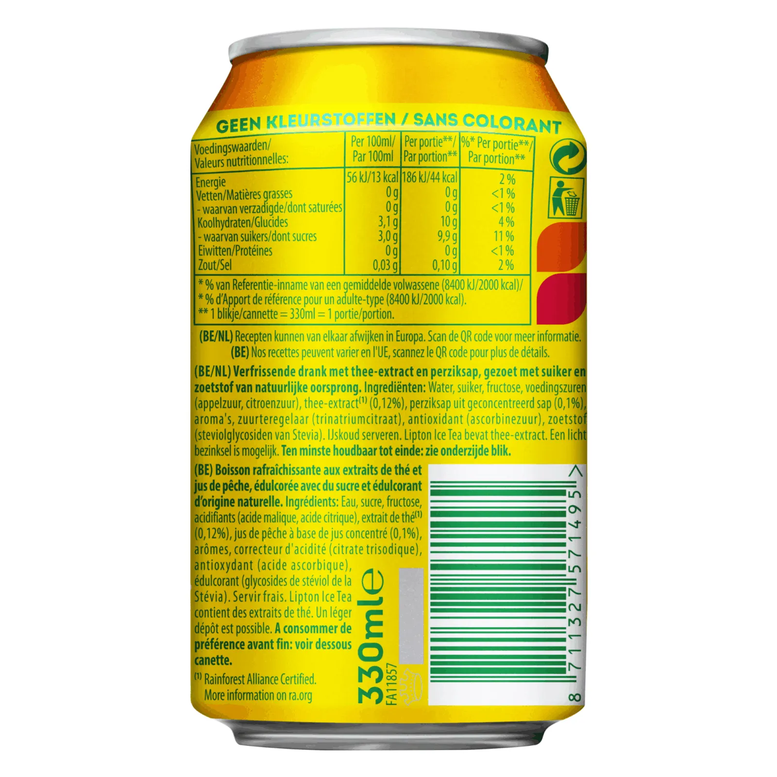 Lipton Ice Tea Peach No Bubbles Blik (24x 33cl)