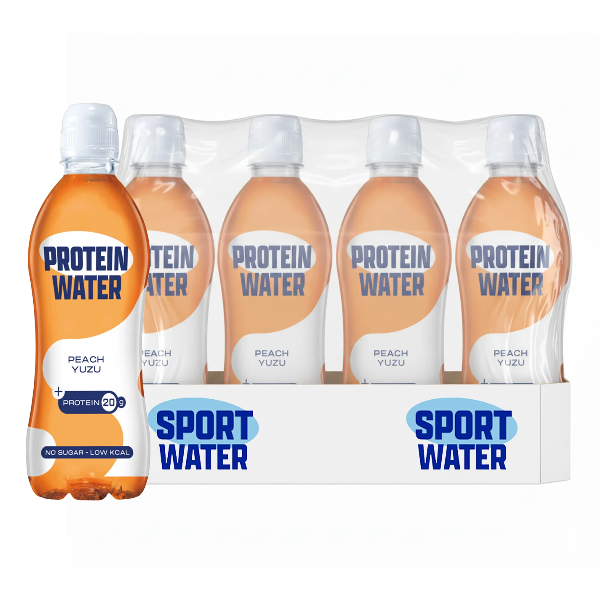 Proteinwater Peach Yuzu PET (12x 0,5 liter) tray en los