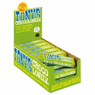 Tony’s Chocolonely Pure Chocolade Amandel Zeezout (35x 47gr)