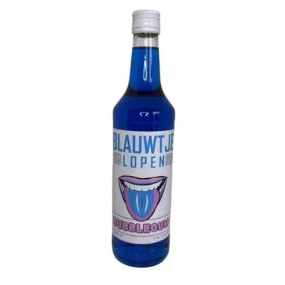 Blauwe fles partyshot voorzijde