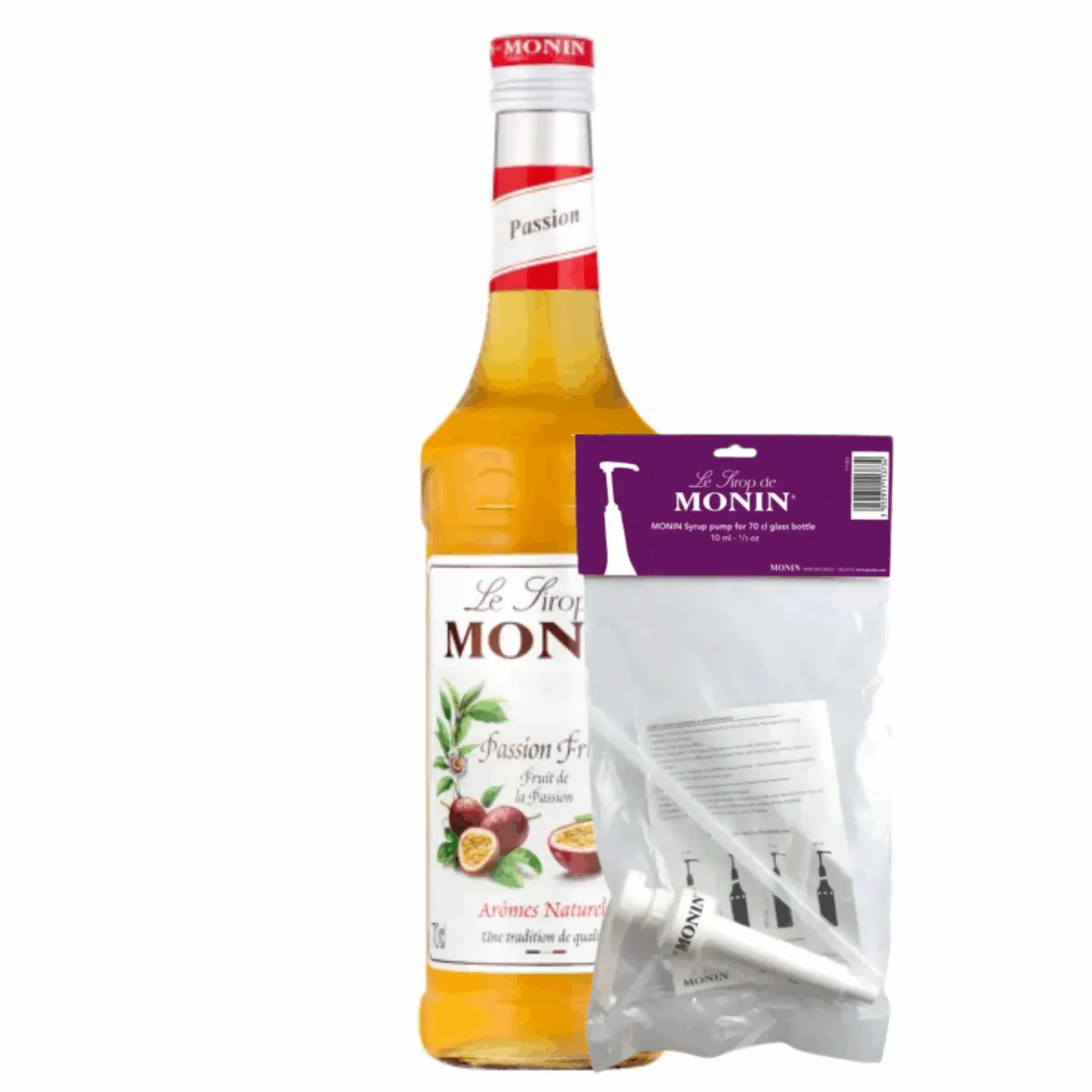 Monin Siroop Passion (70 cl) + Monin Siroop Pompje (10ml)