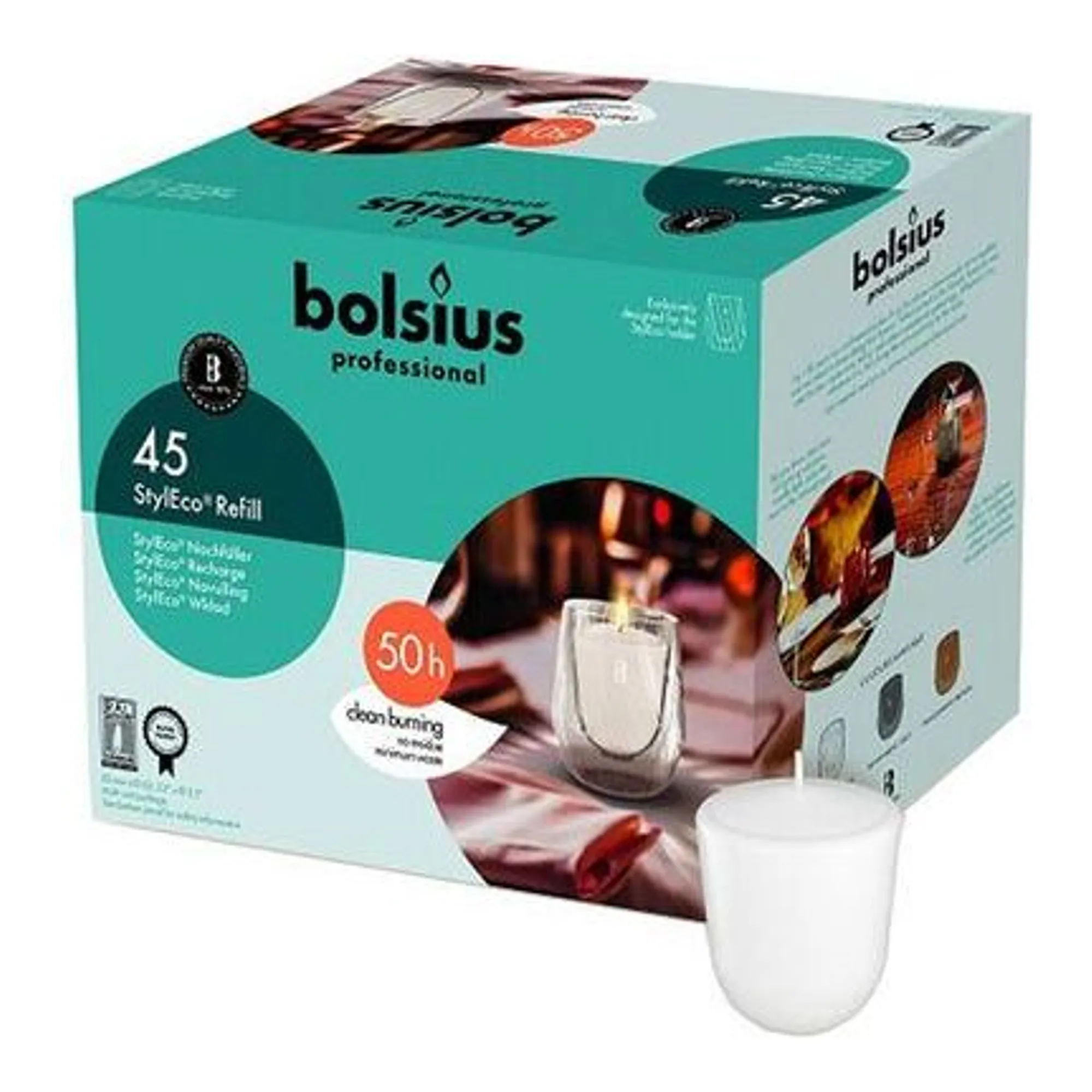Bolsius Styleco Navulling Ø63x82 mm 50 uur (45 stuks)