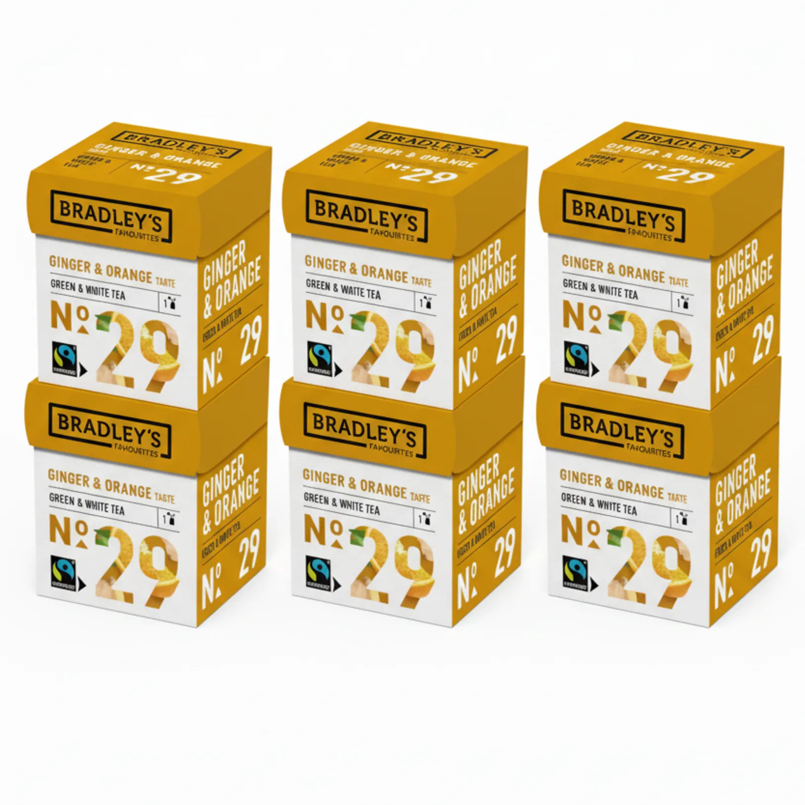 Bradley's Favourites GreenWhite Tea Ginger & Orange No. 29 (72x 1.75g) 6 doosjes
