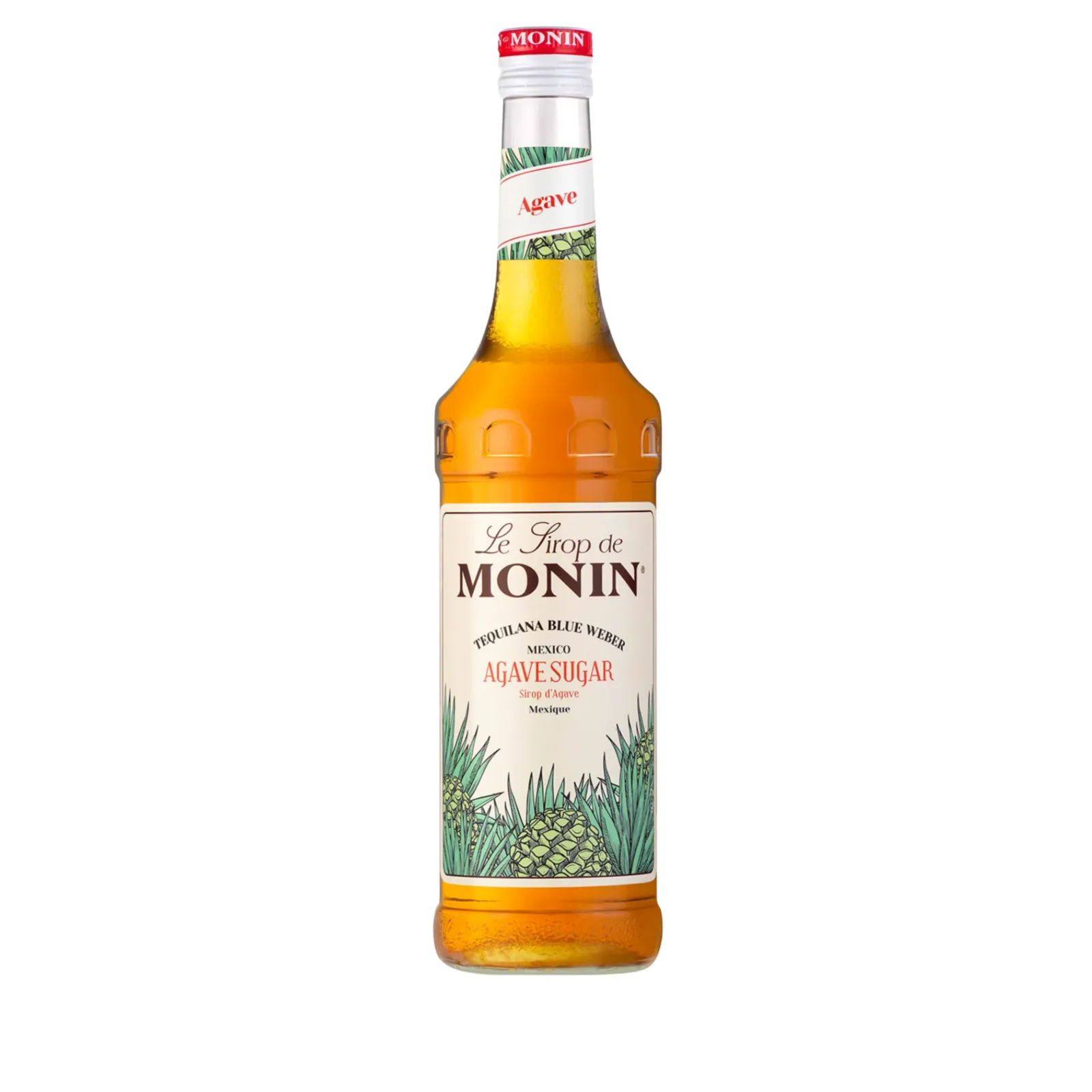 oranje fles Monin siroop Agave voorkant