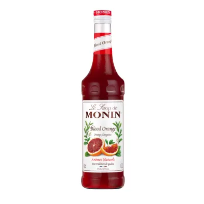 rode fles siroop monin voorkant sinaasappel